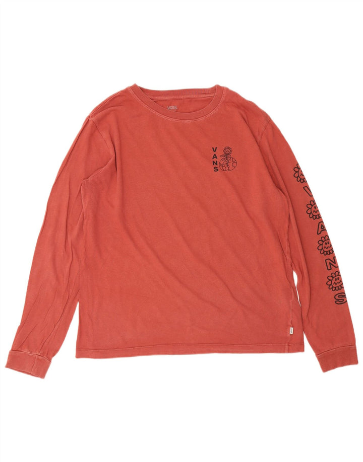 Vans Maglietta grafica da uomo a maniche lunghe grande in cotone rosso