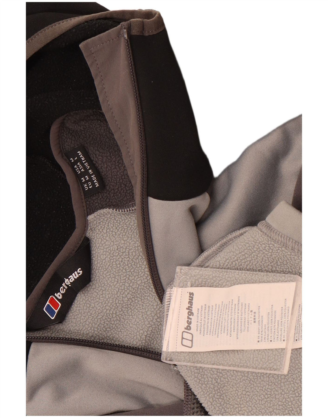 Maglione con cappuccio e zip da uomo Berghaus Poliestere color block grigio medio