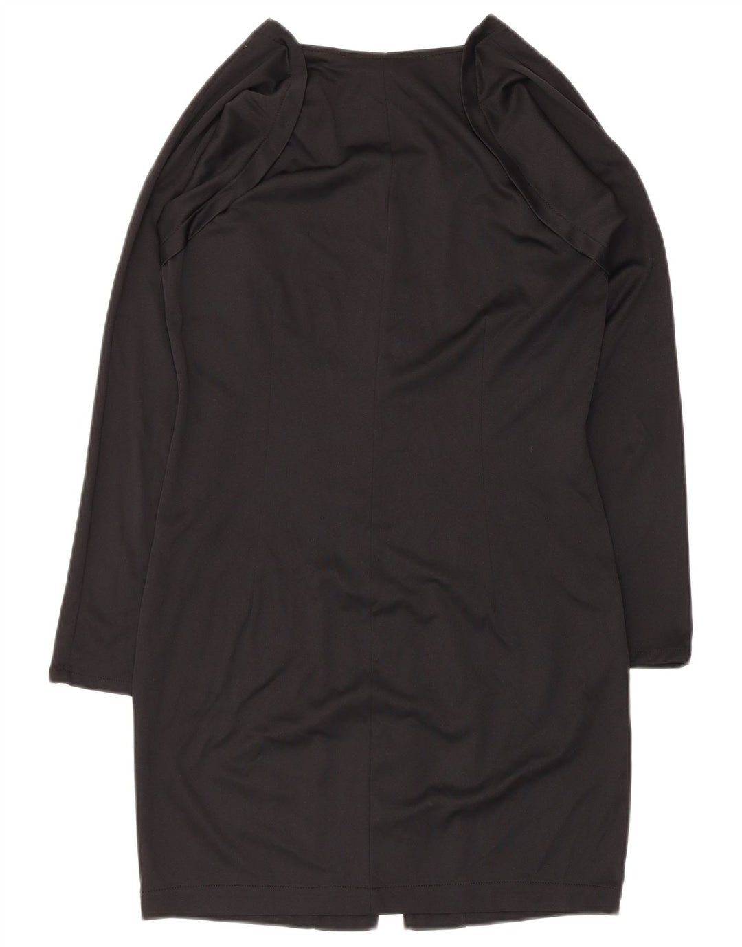 Abito tubino vintage a maniche lunghe da donna UK 14 grande poliestere nero