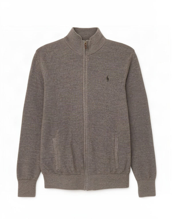 Polo Ralph Lauren Maglione cardigan da uomo grande lana merino grigia