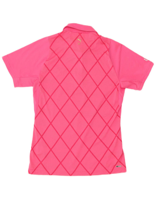 PUMA Womens Polo Shirt UK 12 Medium Pink Geometric Polyester