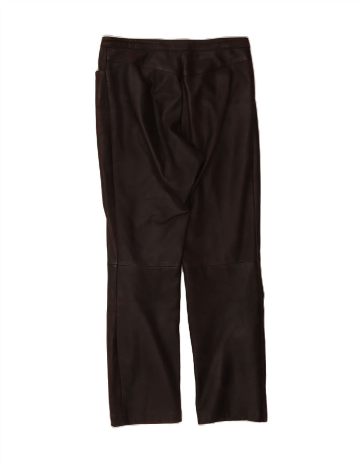 MADDOX Womens Straight Leather Trousers EU 40 Medium W30 L29 Brown Leather Vintage Maddox and Second-Hand Maddox from Messina Hembry 
