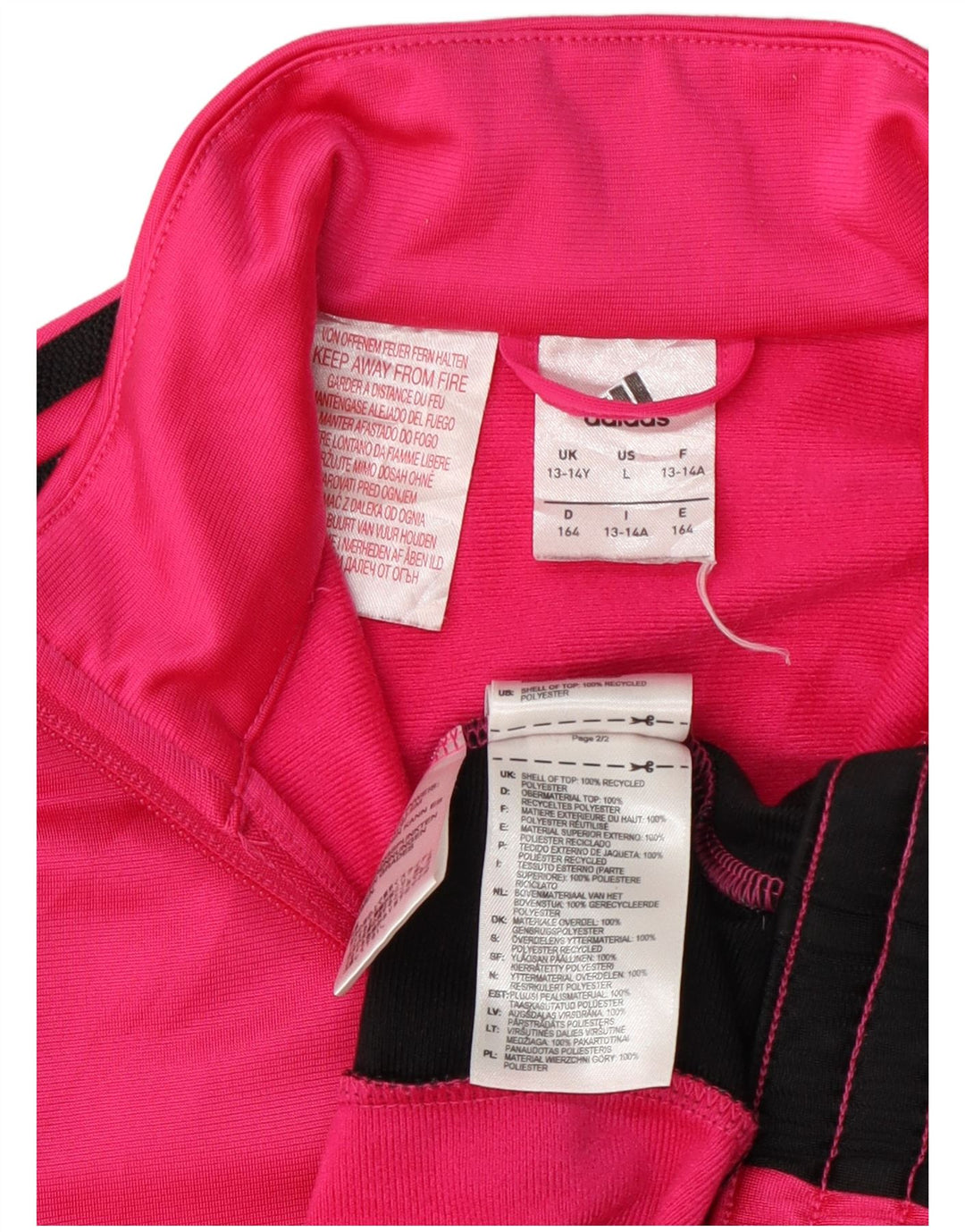 Giacca da tuta da ragazza Adidas 13-14 anni in poliestere color block rosa