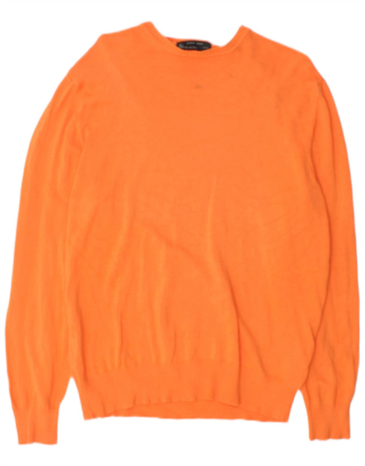 Maglione Zara da uomo con scollo a barca grande in cotone arancione