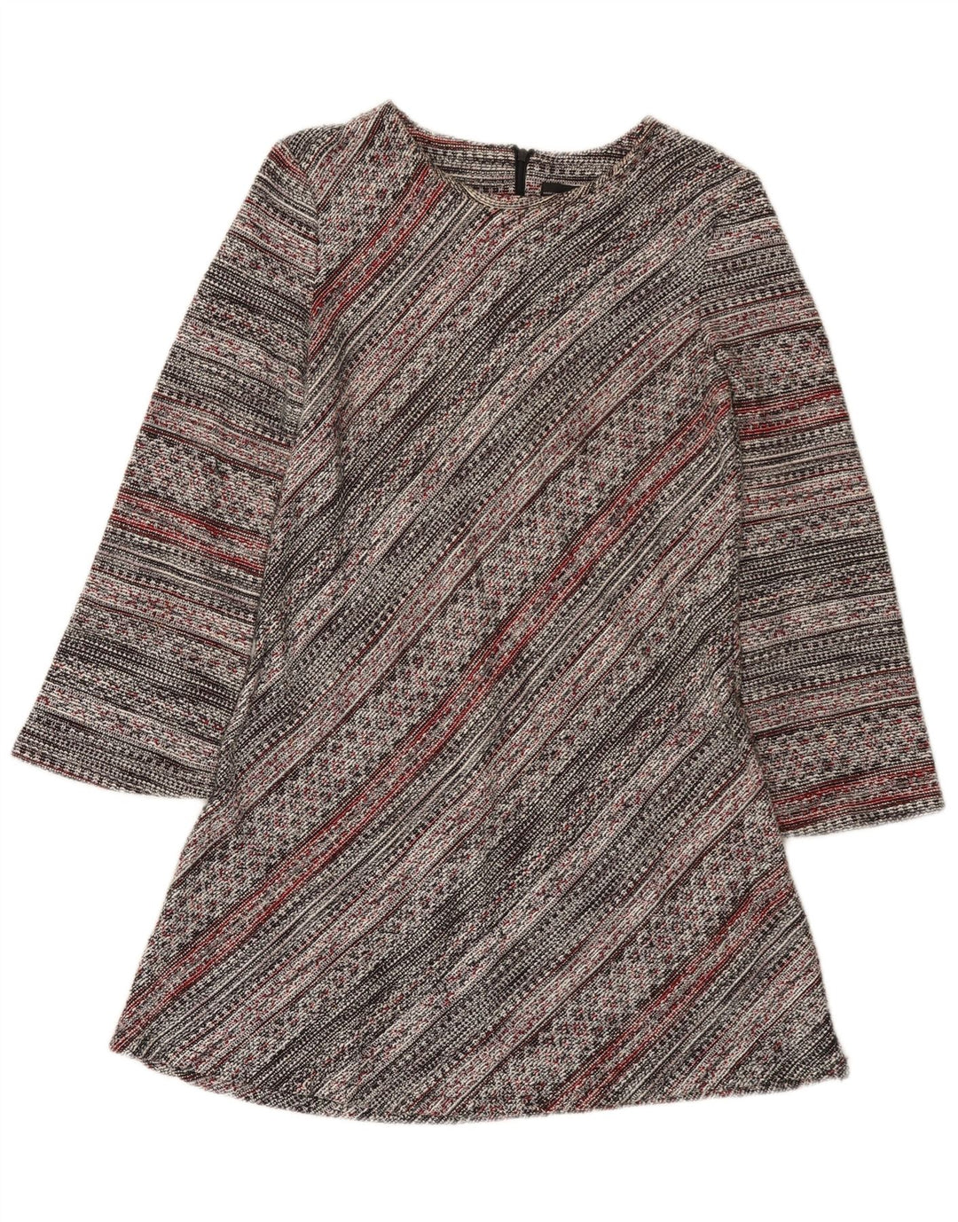 Abito a trapezio a maniche lunghe da donna Zara UK 12 a righe multicolori medie