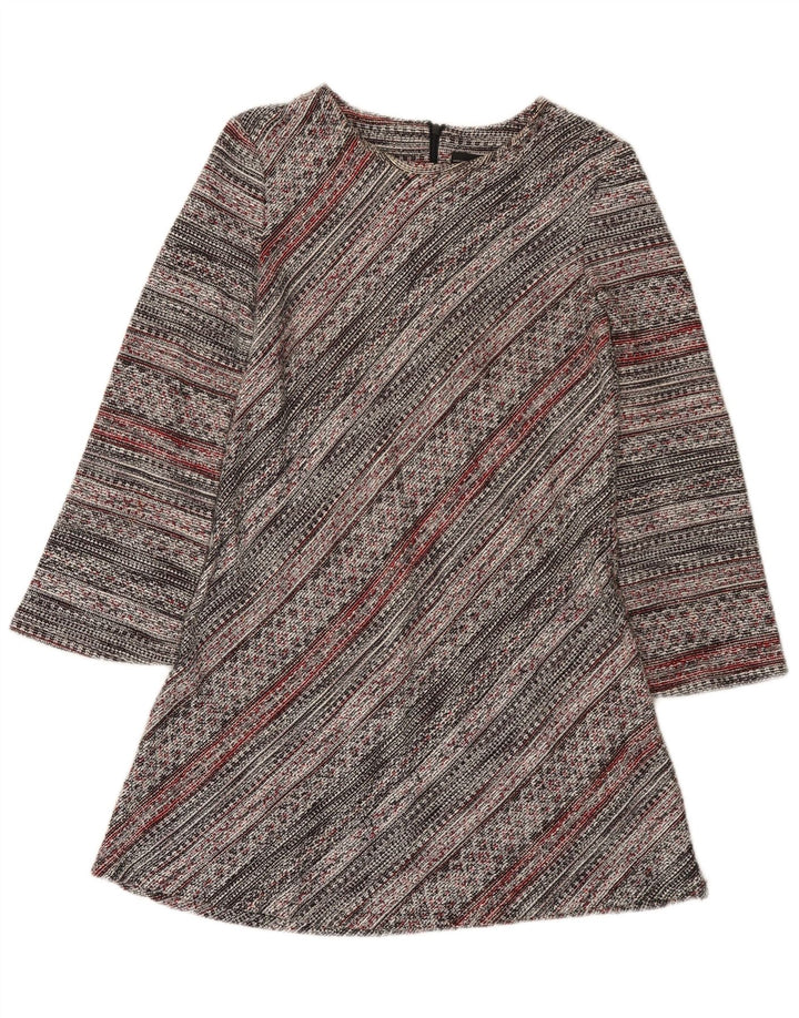 Abito a trapezio a maniche lunghe da donna Zara UK 12 a righe multicolori medie