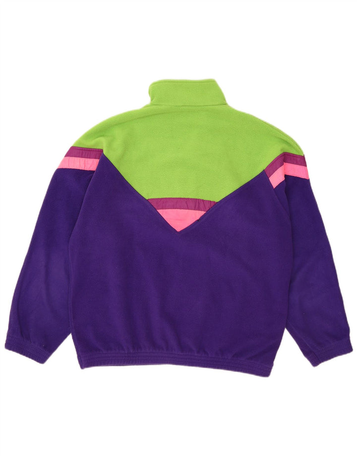 Brugi Maglione in pile da uomo con zip e collo in poliestere color block viola medio