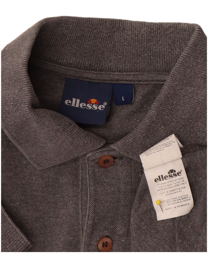 Polo da uomo Ellesse grande in cotone grigio