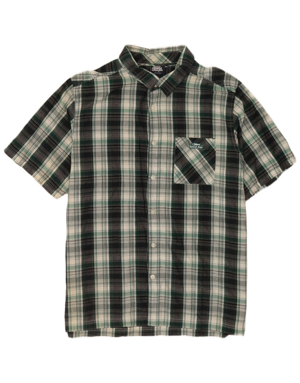 Camicia da uomo a maniche corte vestibilità regolare Weird Fish 2XL cotone scozzese verde