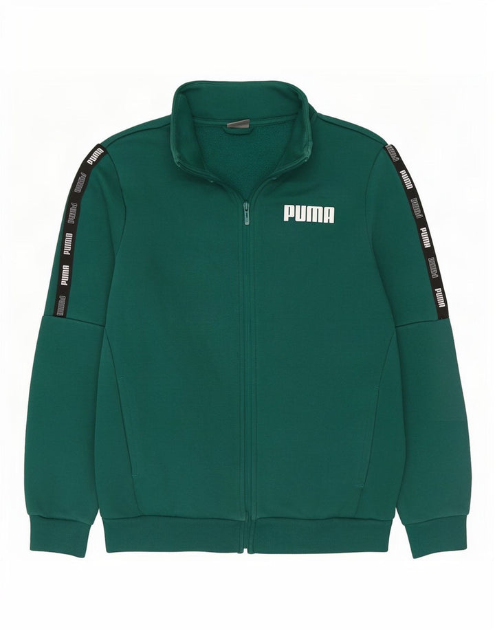 Giacca da ginnastica grafica da uomo Puma in cotone color block verde medio