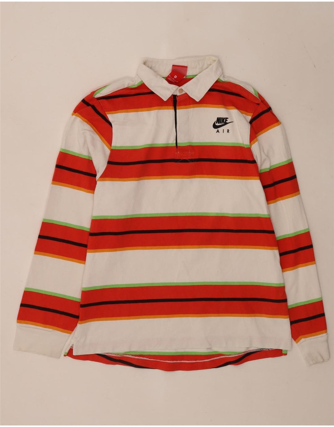 Polo da rugby da uomo a manica lunga Nike, cotone a righe multicolori medie