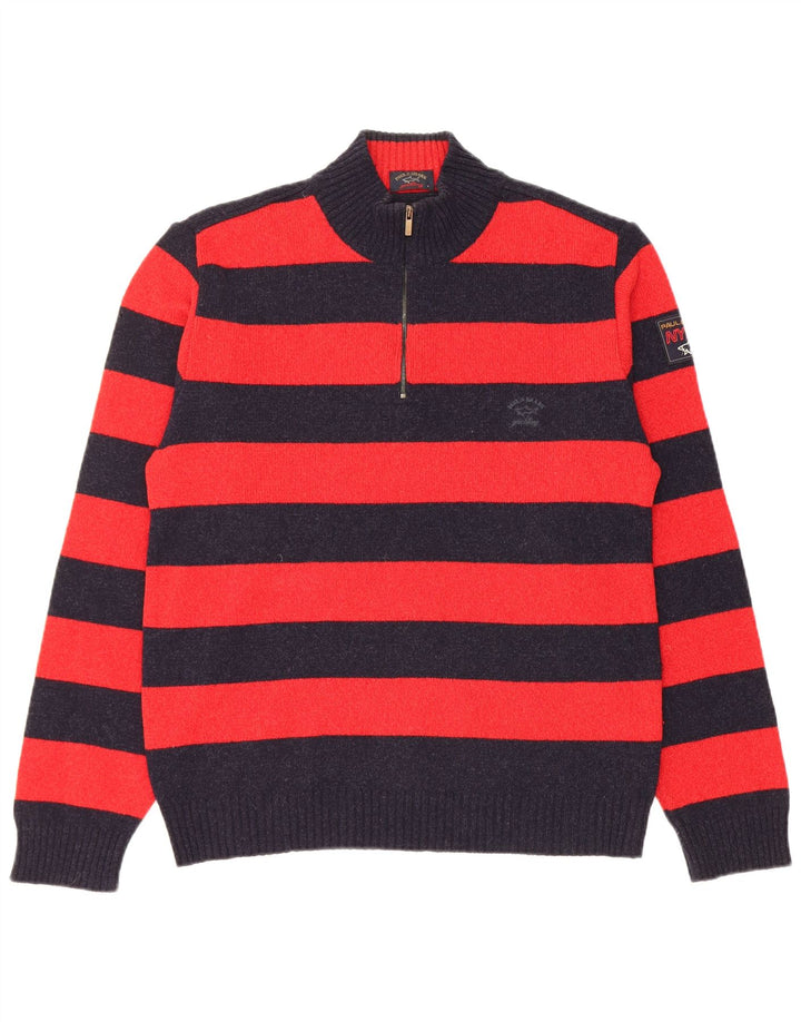 Paul & Shark Maglione da uomo con collo con zip da yachting, maglione a righe blu navy medio