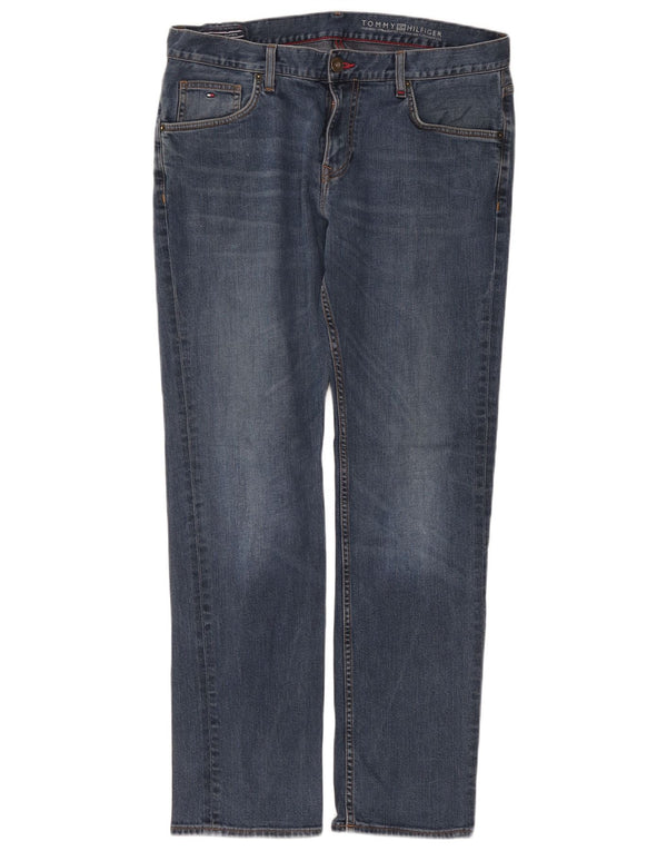 Jeans dritti a vita bassa Hudson da uomo Tommy Hilfiger W36 L32 cotone blu