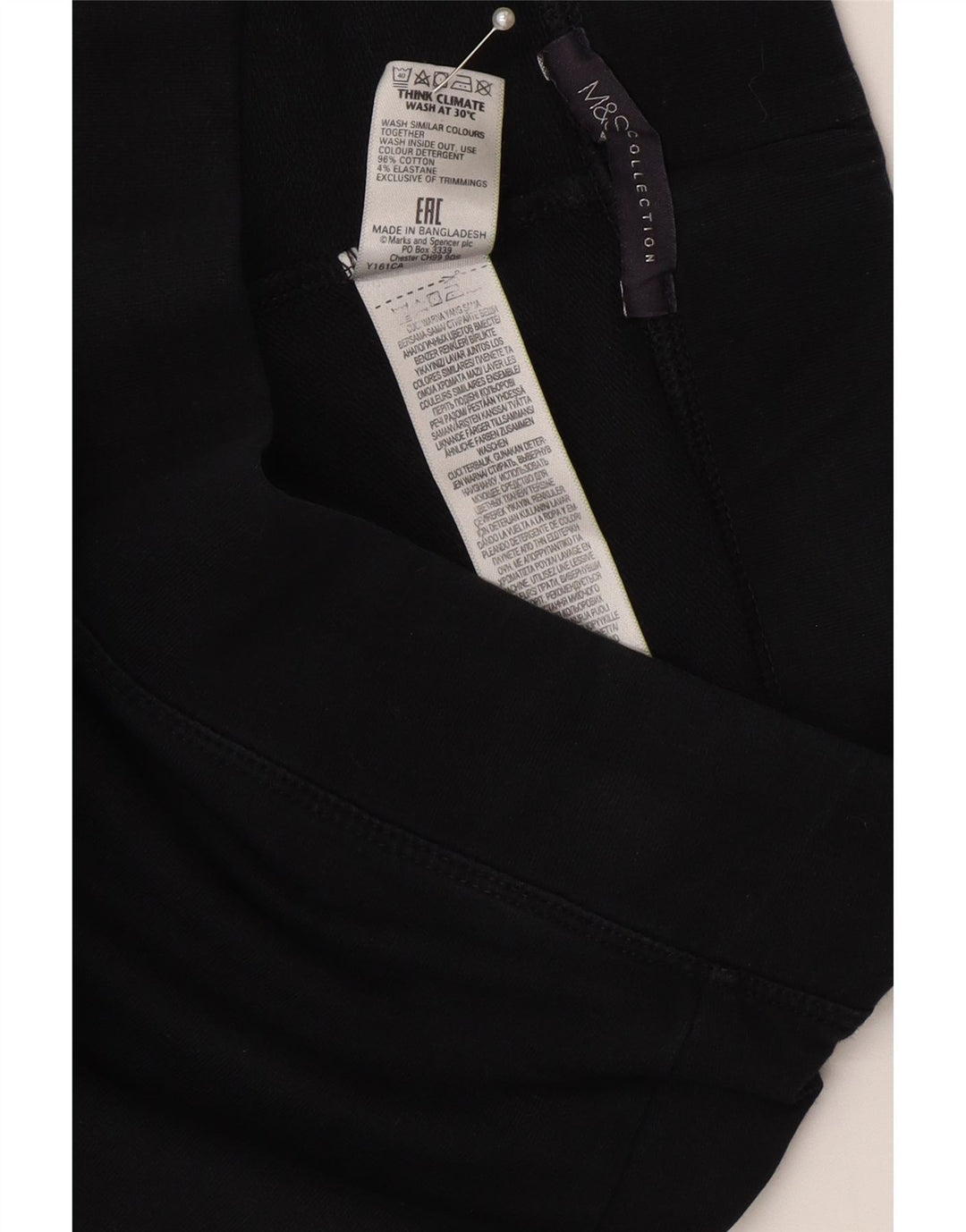 Pantaloni da tuta da donna Marks & Spencer UK 10 piccoli in cotone nero