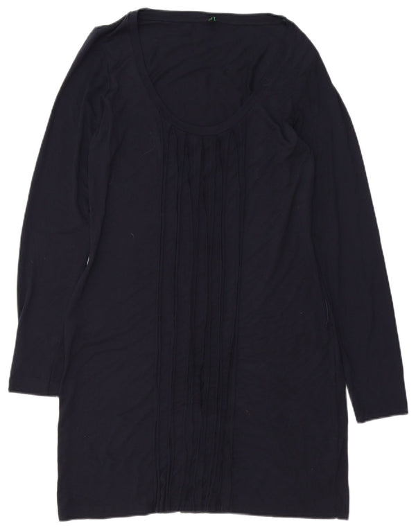Abito a trapezio a maniche lunghe da donna BENETTON UK 14 blu navy medio