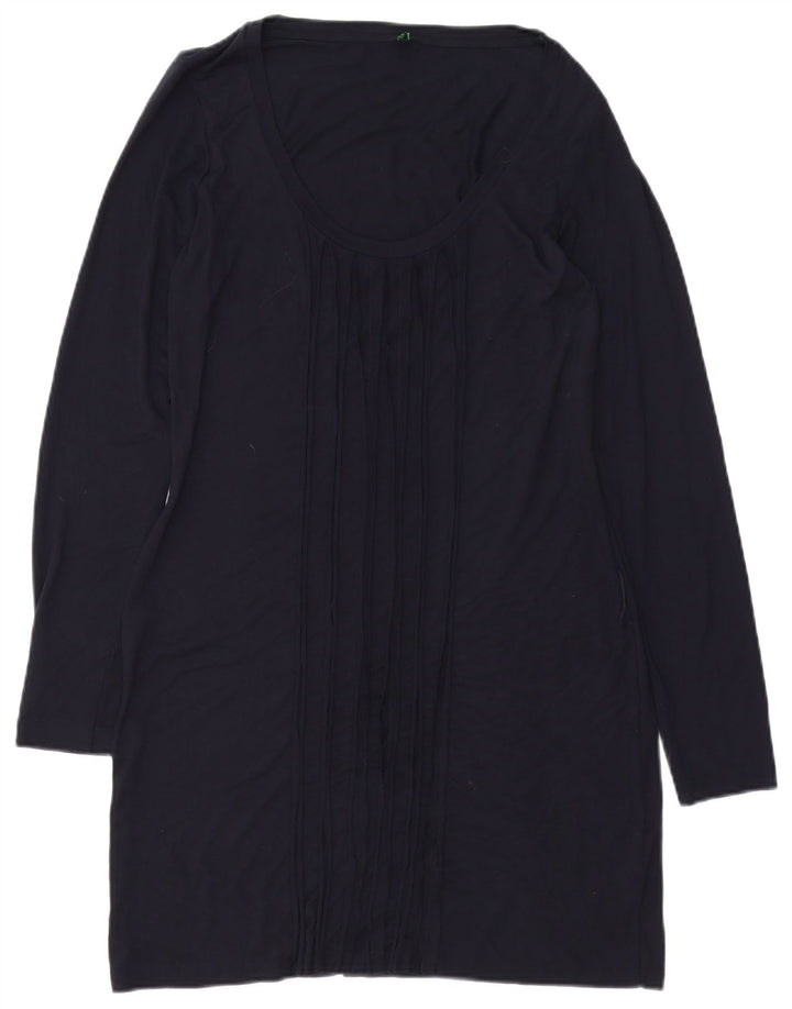 Abito a trapezio a maniche lunghe da donna BENETTON UK 14 blu navy medio