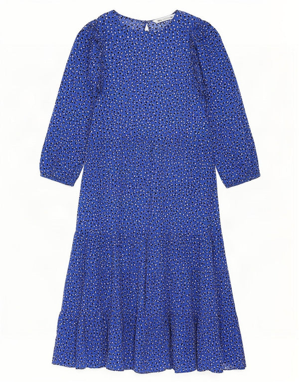 Abito a strati con maniche a 3/4 Zara da donna UK 10 piccolo blu maculato