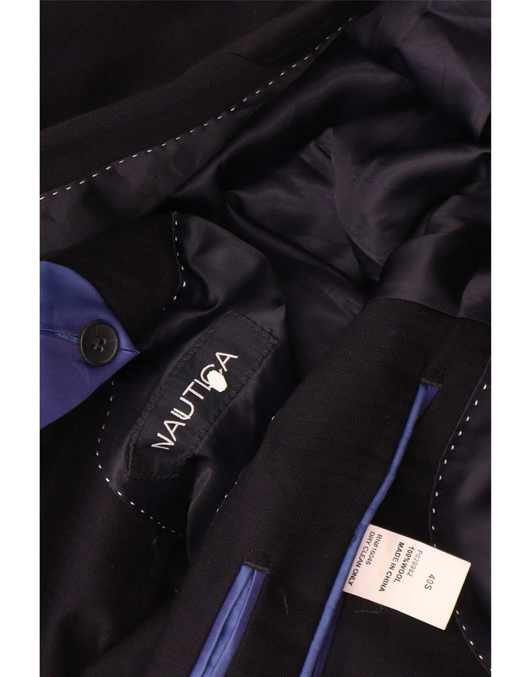 Giacca blazer da uomo a 2 bottoni Nautica UK 40 grande in lana blu navy