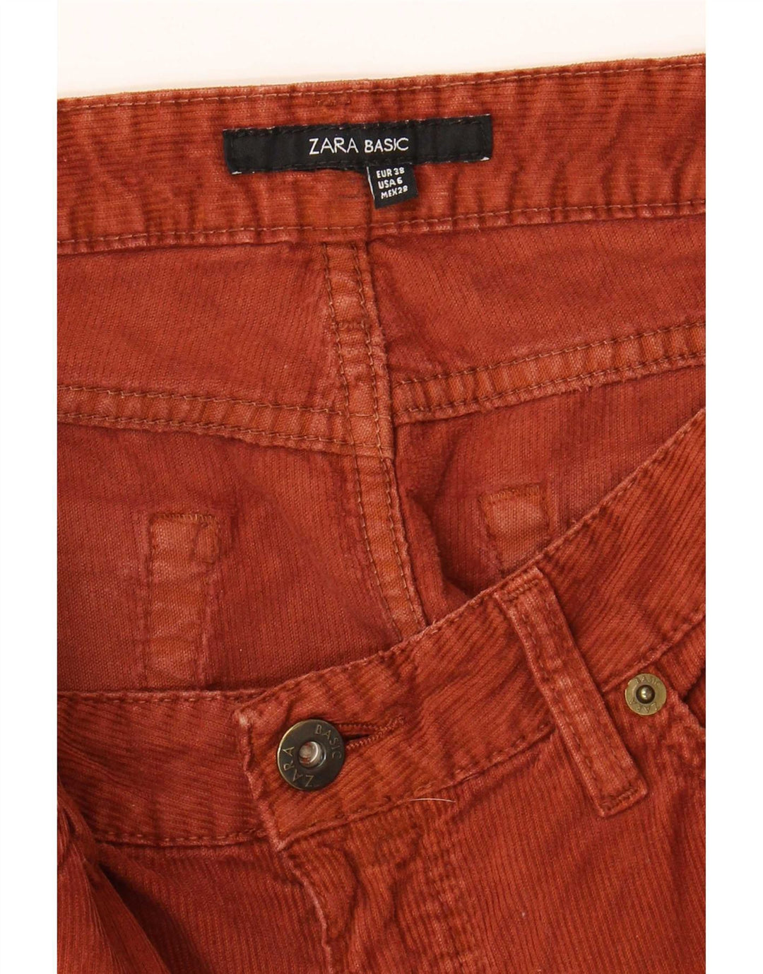 Gonna in velluto a coste da donna Zara EU 38 piccola W28 marrone
