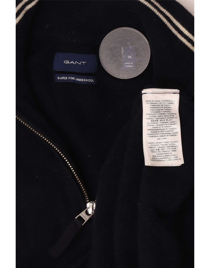 Gant Maglione da uomo con zip e collo in lana blu navy media