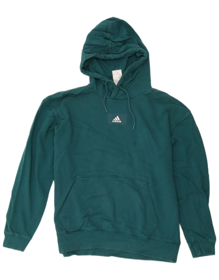 Felpa con cappuccio da uomo Adidas in cotone verde medio