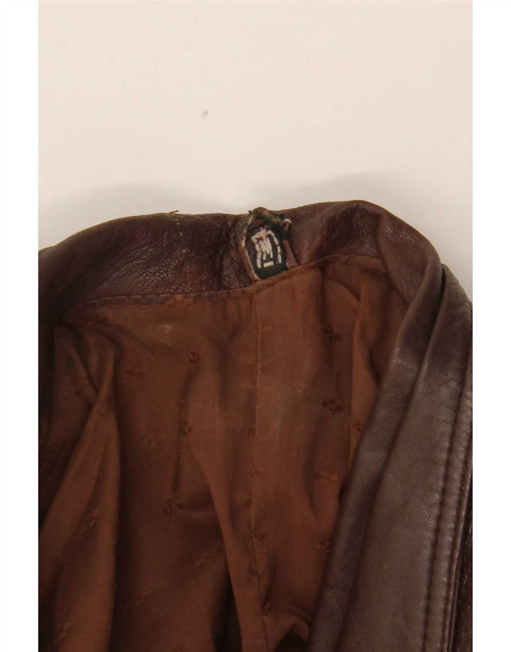 Giacca in pelle vintage da donna UK 14 Marrone medio