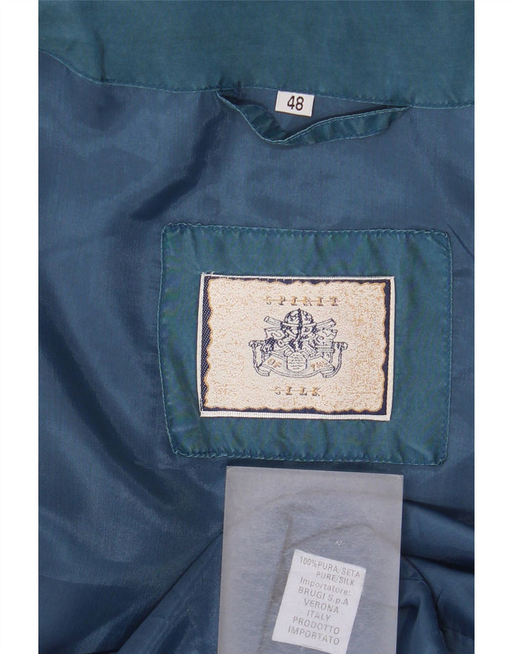 Giubbotto bomber vintage da uomo vestibilità ampia IT 48 blu medio in seta