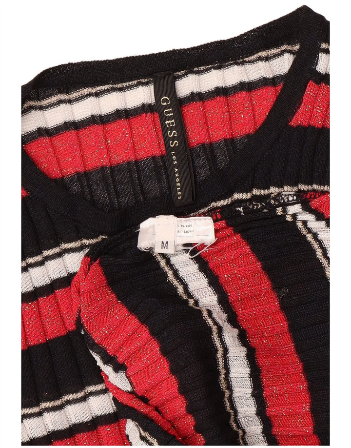 GUESS Womens Boat Neck Jumper Sweater UK 12 Medium Multicoloured Striped