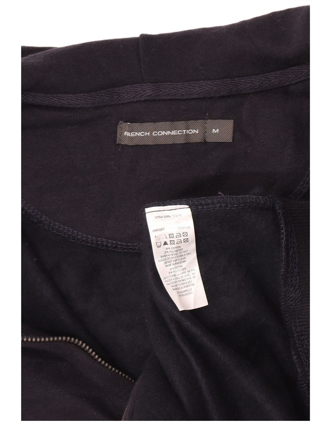 Maglione con cappuccio e zip da uomo French Connection in cotone blu navy medio