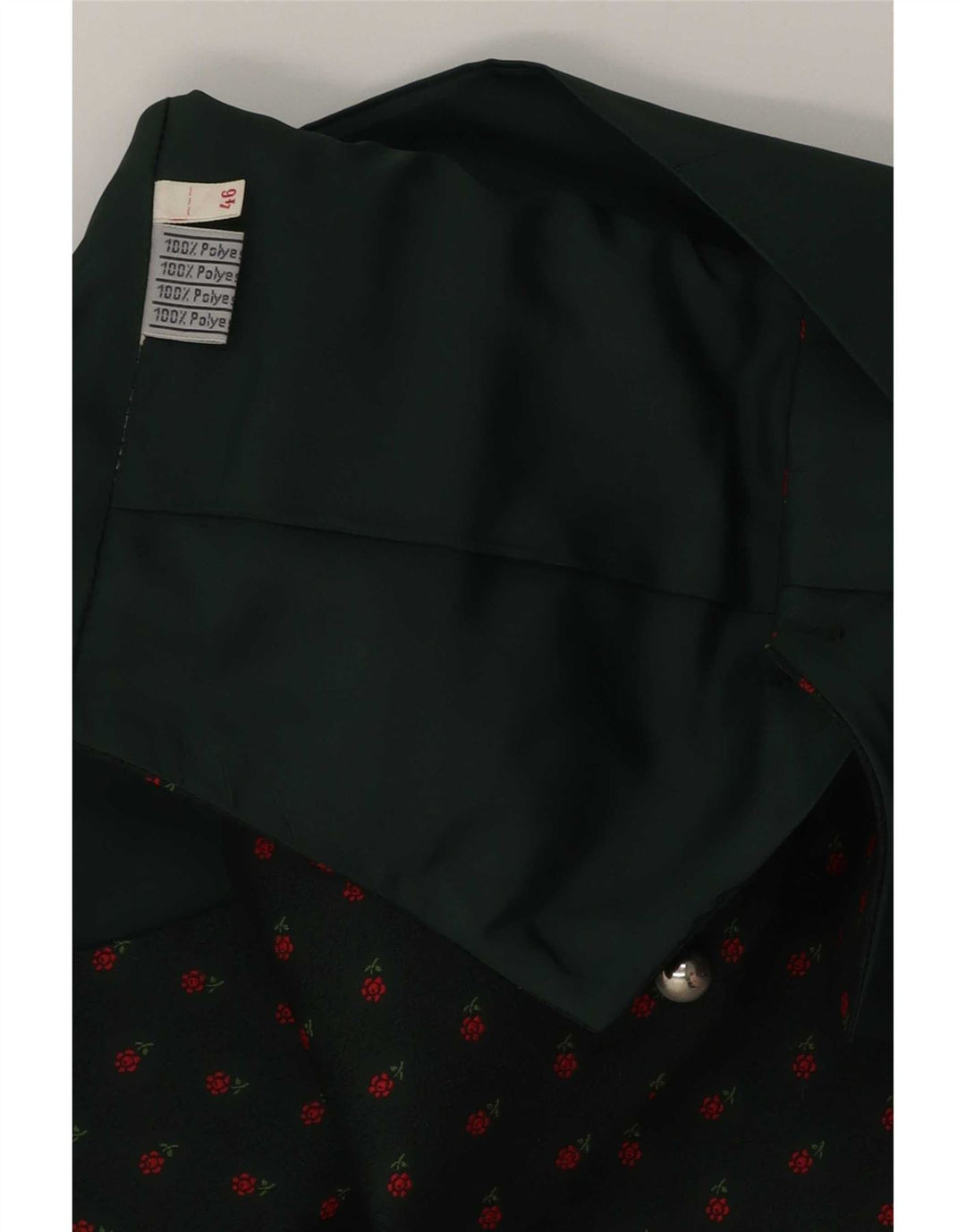Gilet da uomo vintage IT 46 piccolo poliestere floreale verde