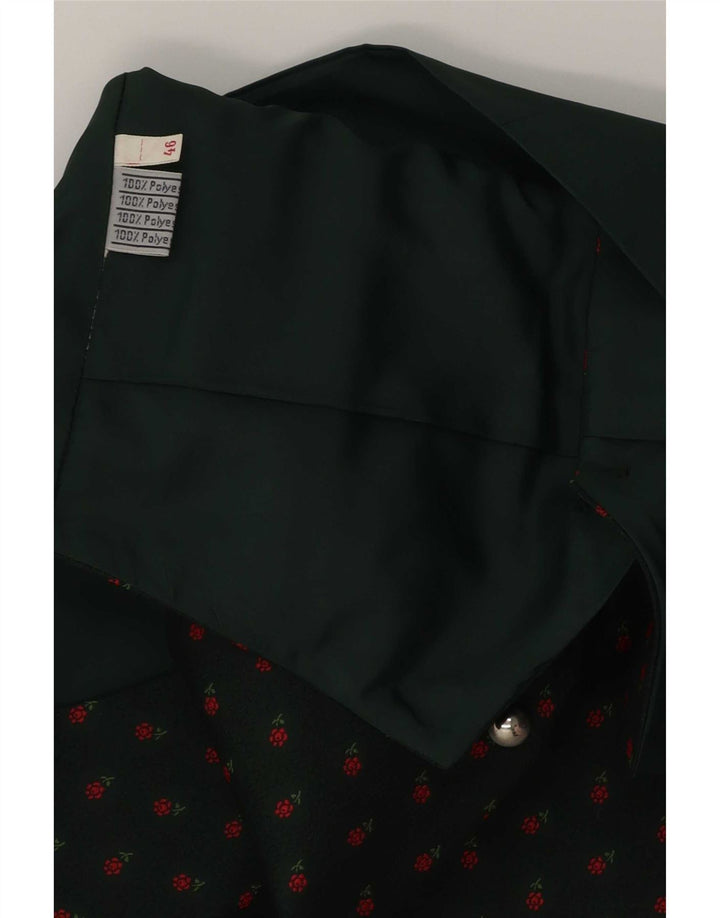 Gilet da uomo vintage IT 46 piccolo poliestere floreale verde