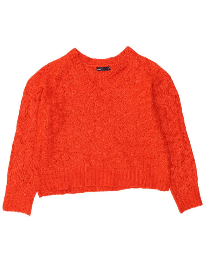 Maglione oversize con scollo a V da donna Marks & Spencer UK 14 rosso medio