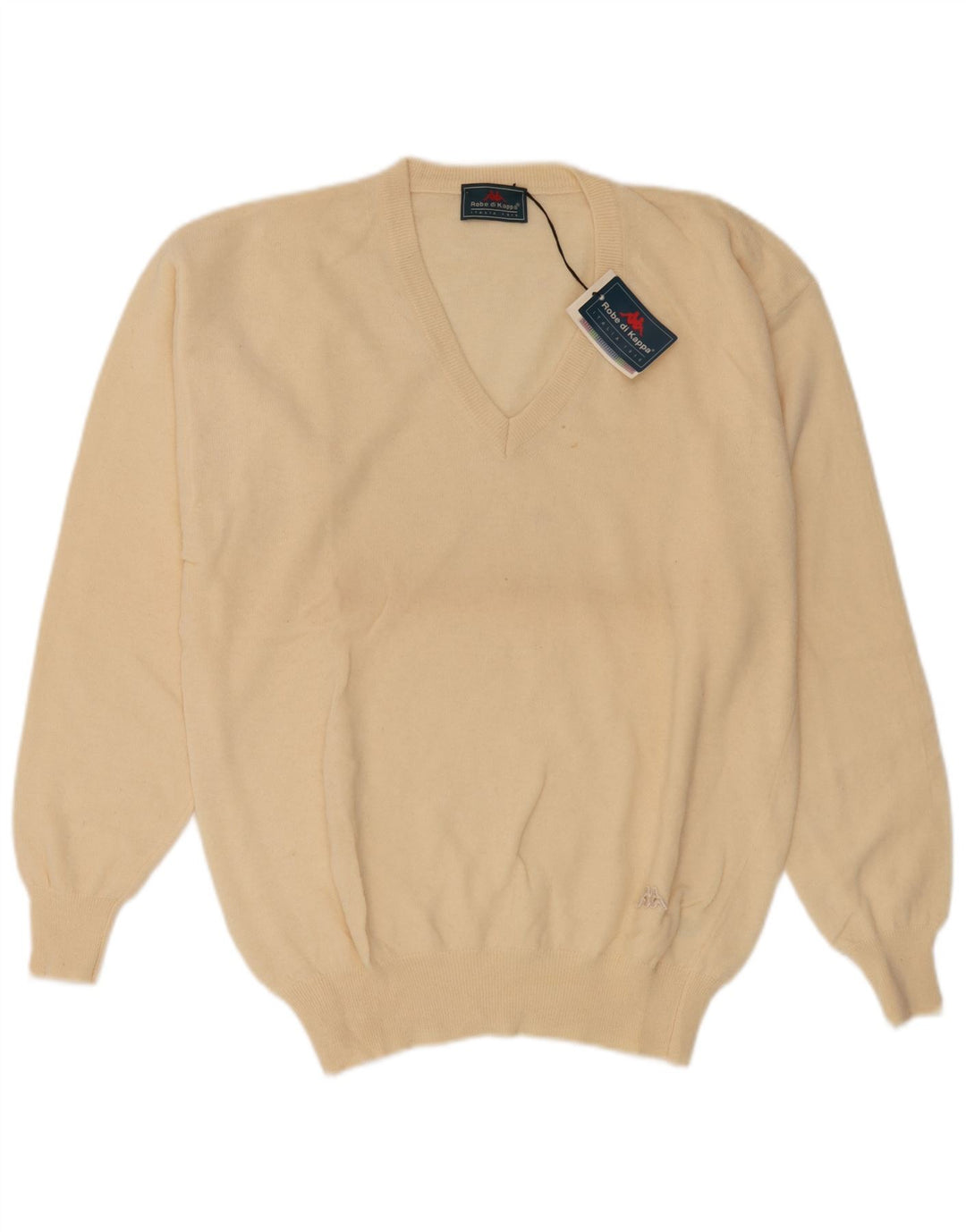 Maglione Kappa da uomo con scollo a V, grande, in lana beige