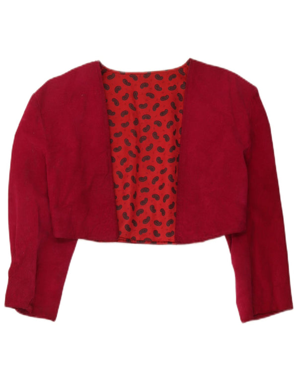Giacca Bolero vintage da donna con maniche a 3/4 UK 12 rossa media