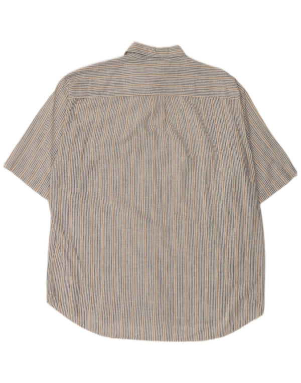 Camicia a maniche corte da uomo Ermenegildo Zegna Yachting XL in cotone a righe grigie