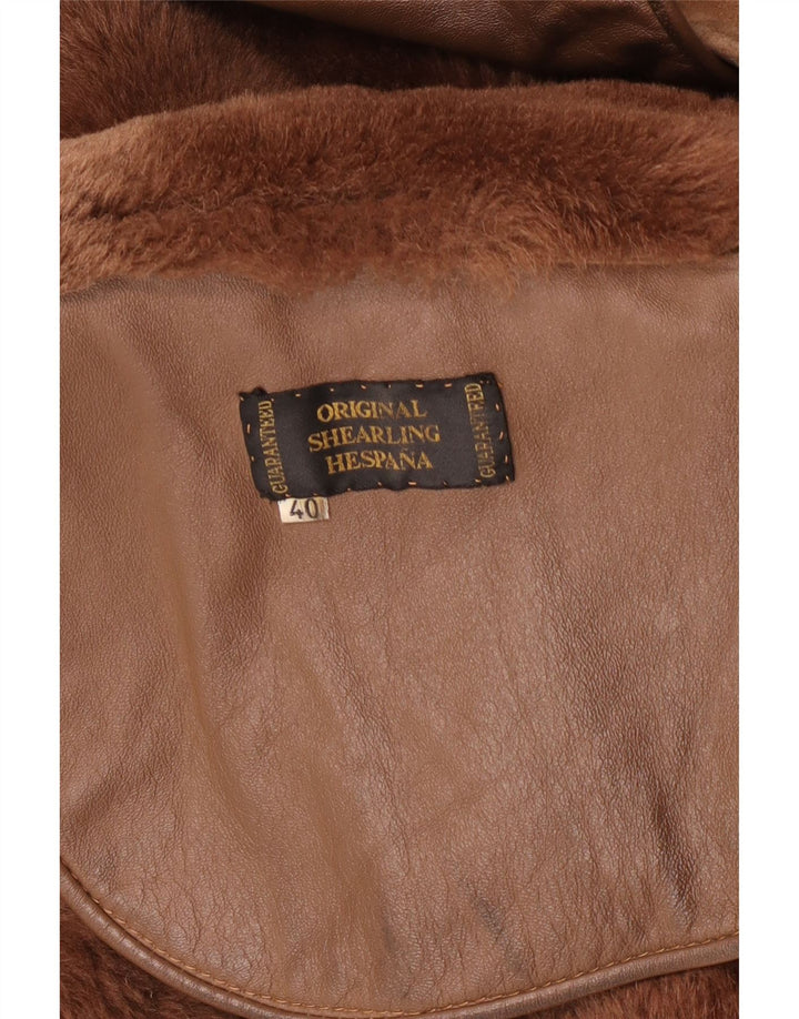 Giacca in shearling oversize da donna vintage EU 40 Shearling marrone medio