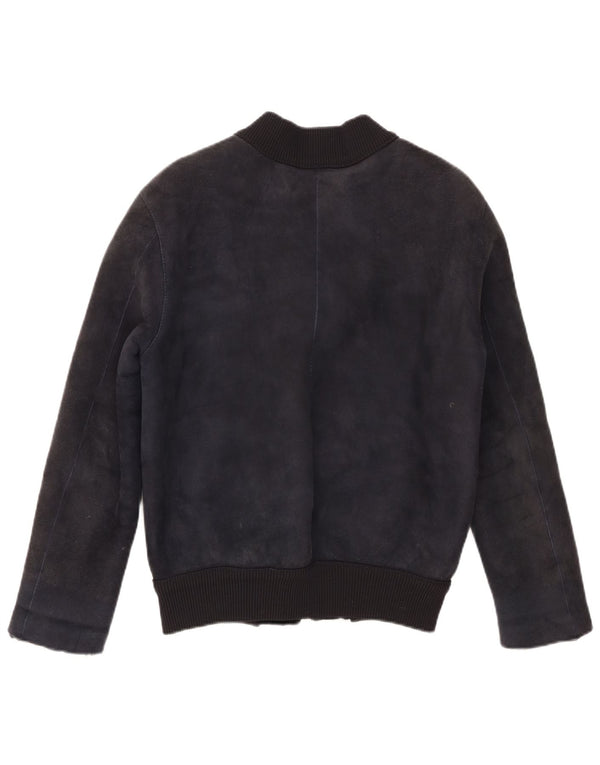 CPL1953 Giubbotto bomber in shearling da donna UK 20 2XL Shearling blu navy