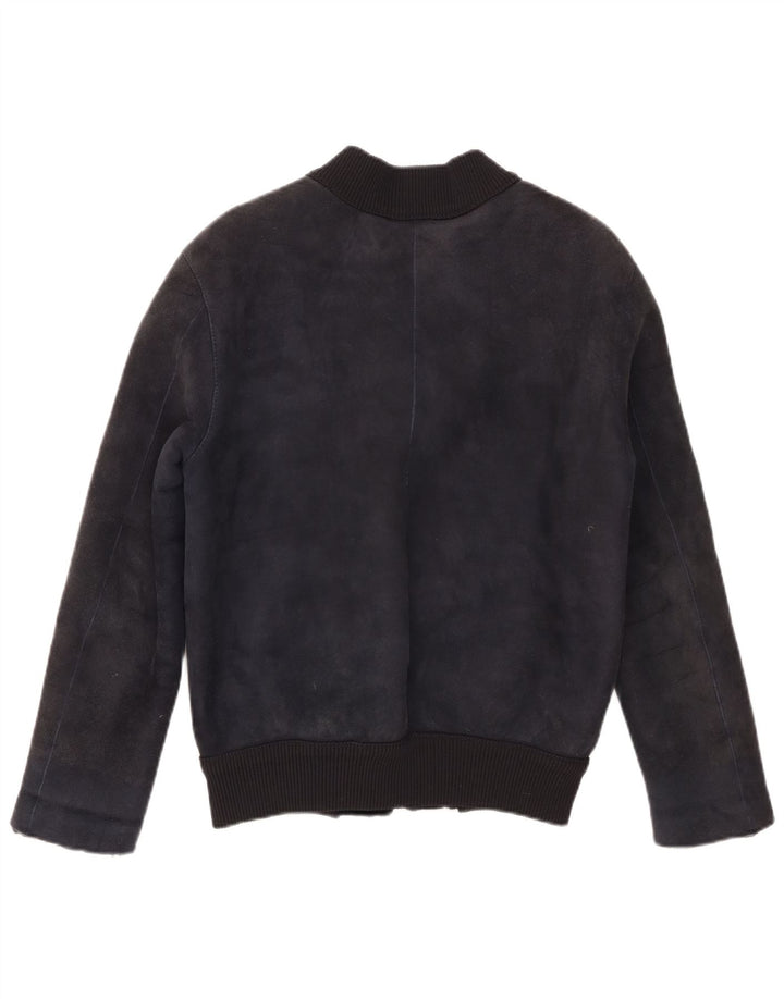 CPL1953 Giubbotto bomber in shearling da donna UK 20 2XL Shearling blu navy