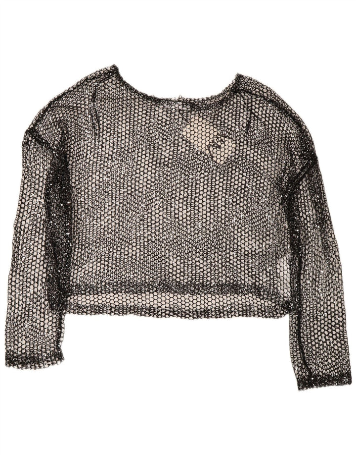 Top corto corto all'uncinetto oversize da donna Zara UK 14 grande poliestere nero