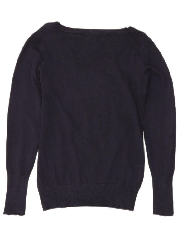 Maglione maglione da donna con scollo a V Guess UK 12 medio blu navy