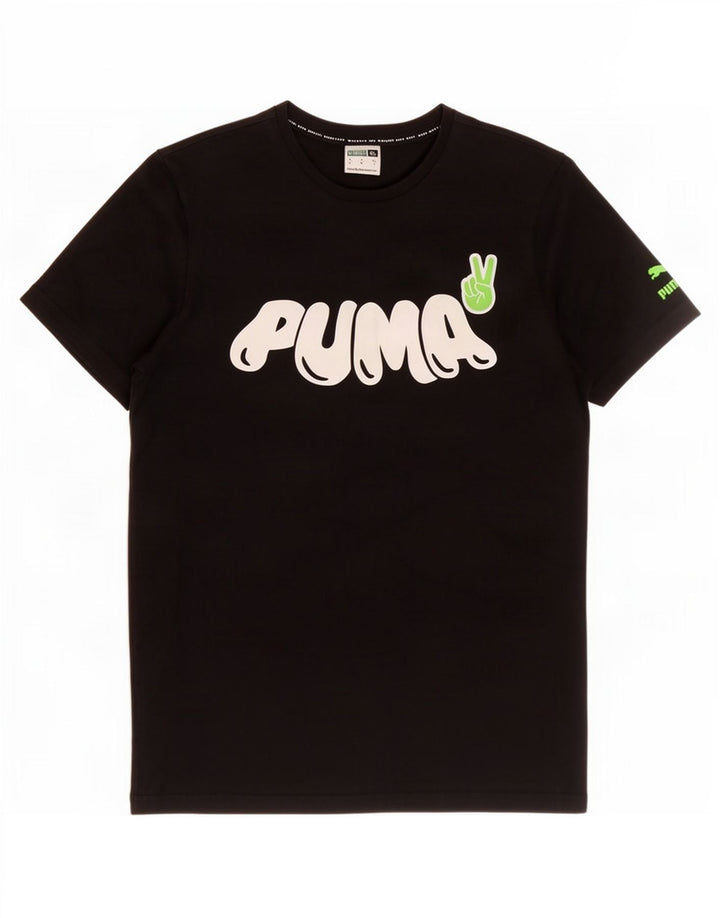 T-shirt grafica da uomo Puma Top Small in cotone nero