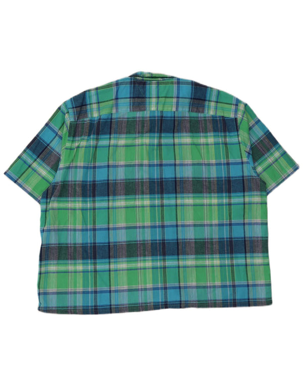 Camicia a maniche corte da uomo Tommy Hilfiger 2XL cotone a quadri verdi