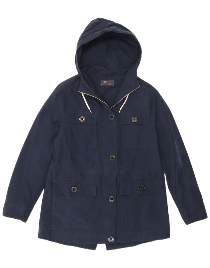 Giacca pratica con cappuccio da donna Marks & Spencer UK 12 medio cotone blu navy