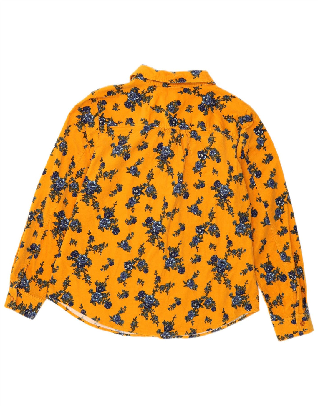 Camicia da donna in velluto a coste Denim & Co UK 16 grande cotone floreale giallo