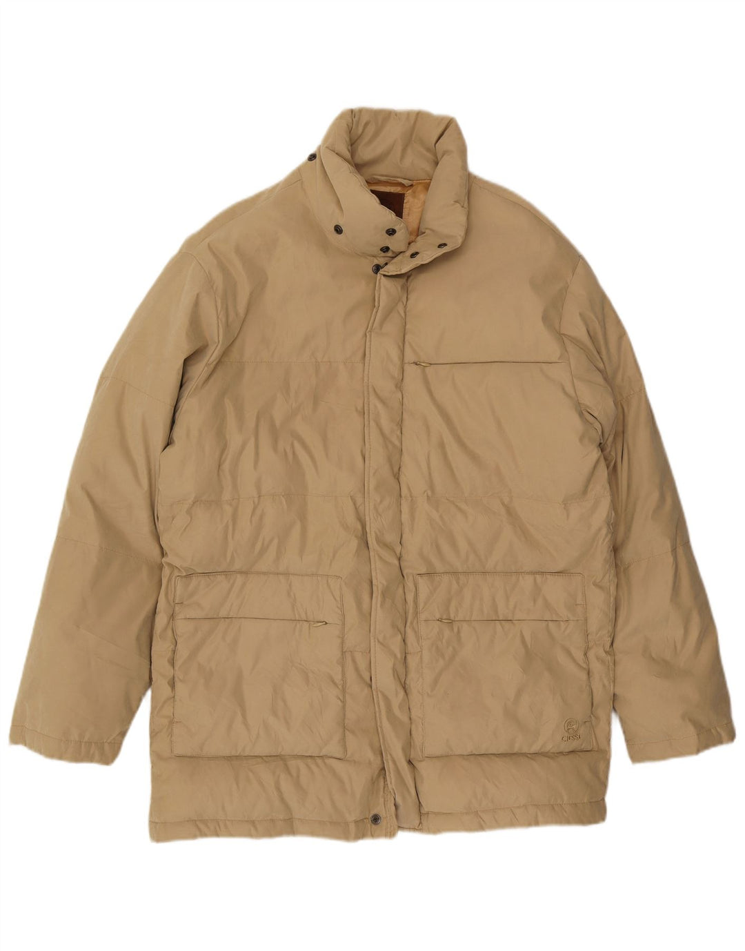 Giacca imbottita vintage da uomo IT 50 Large Beige Poliestere