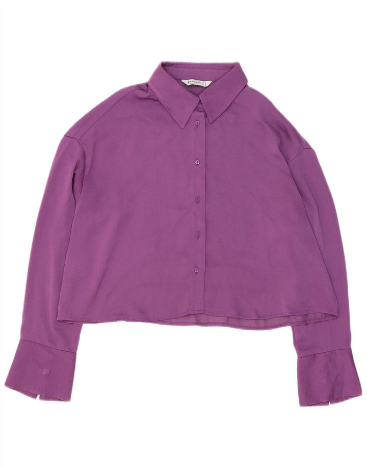 Camicetta camicia oversize corta da donna Stradivarius UK 14 viola medio