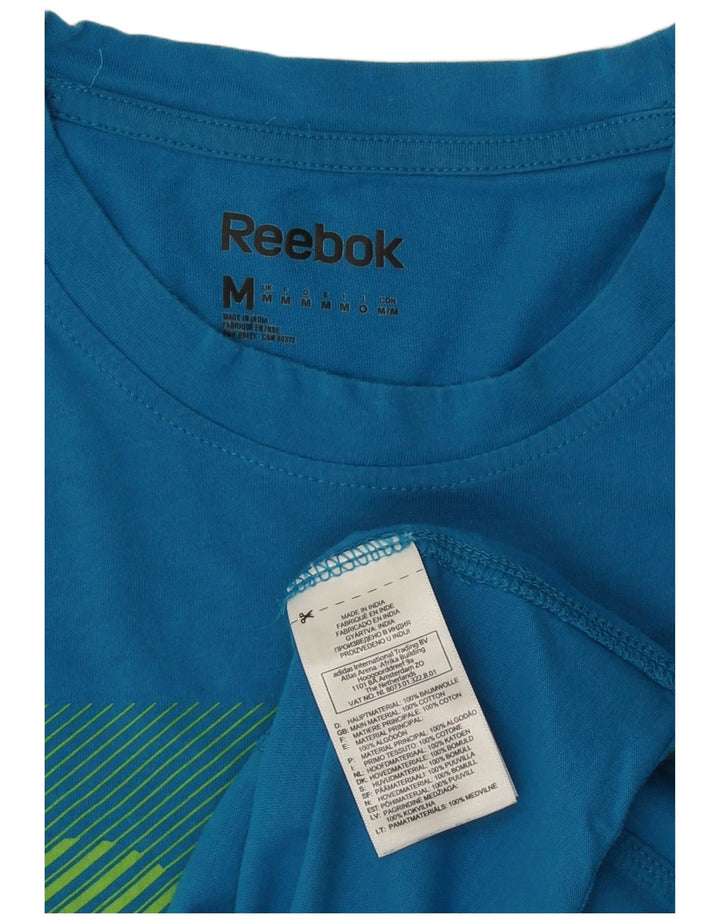 T-shirt grafica da uomo Reebok Top in cotone blu medio