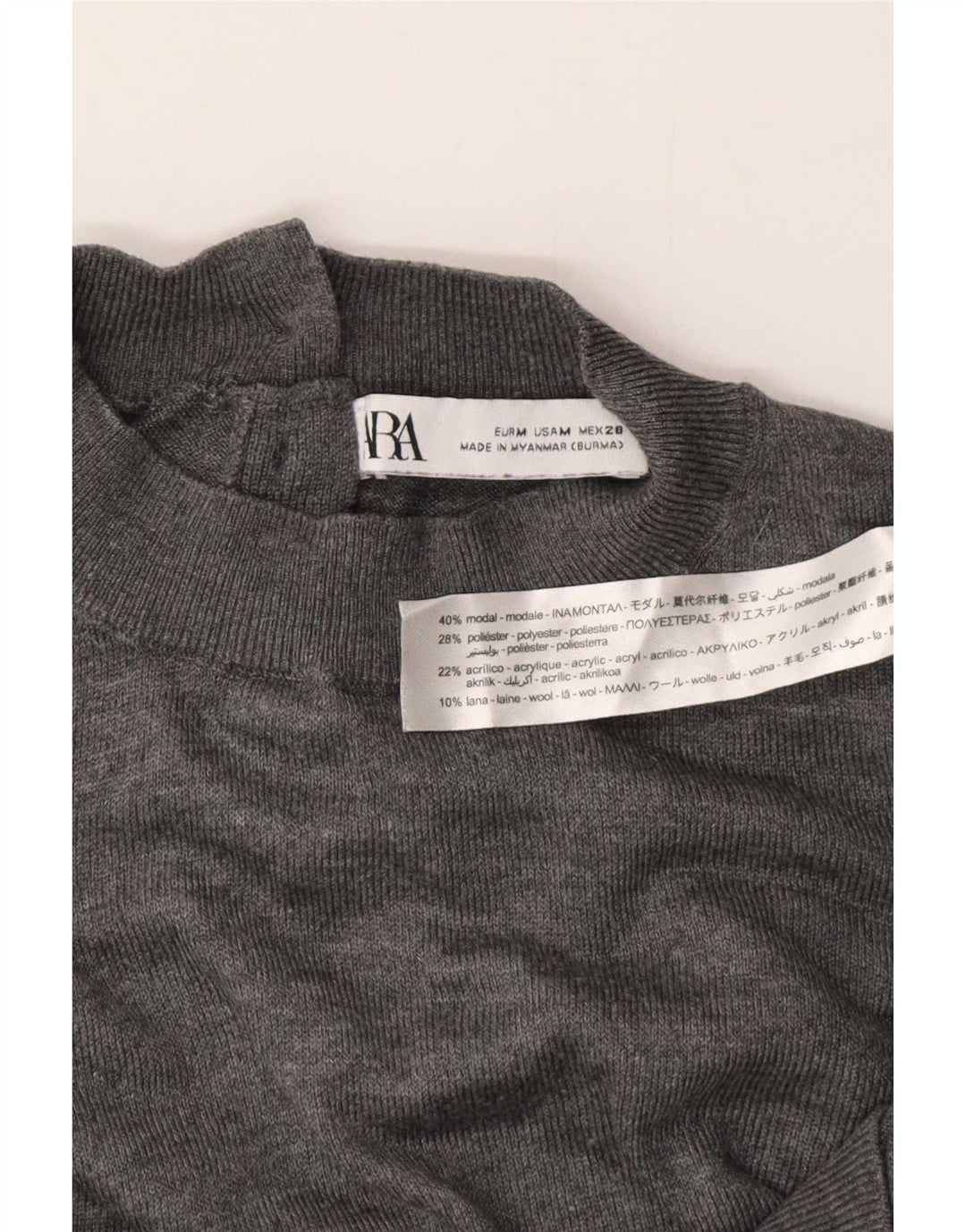 Maglione maglione collo alto da donna Zara UK 14 Modale grigio medio