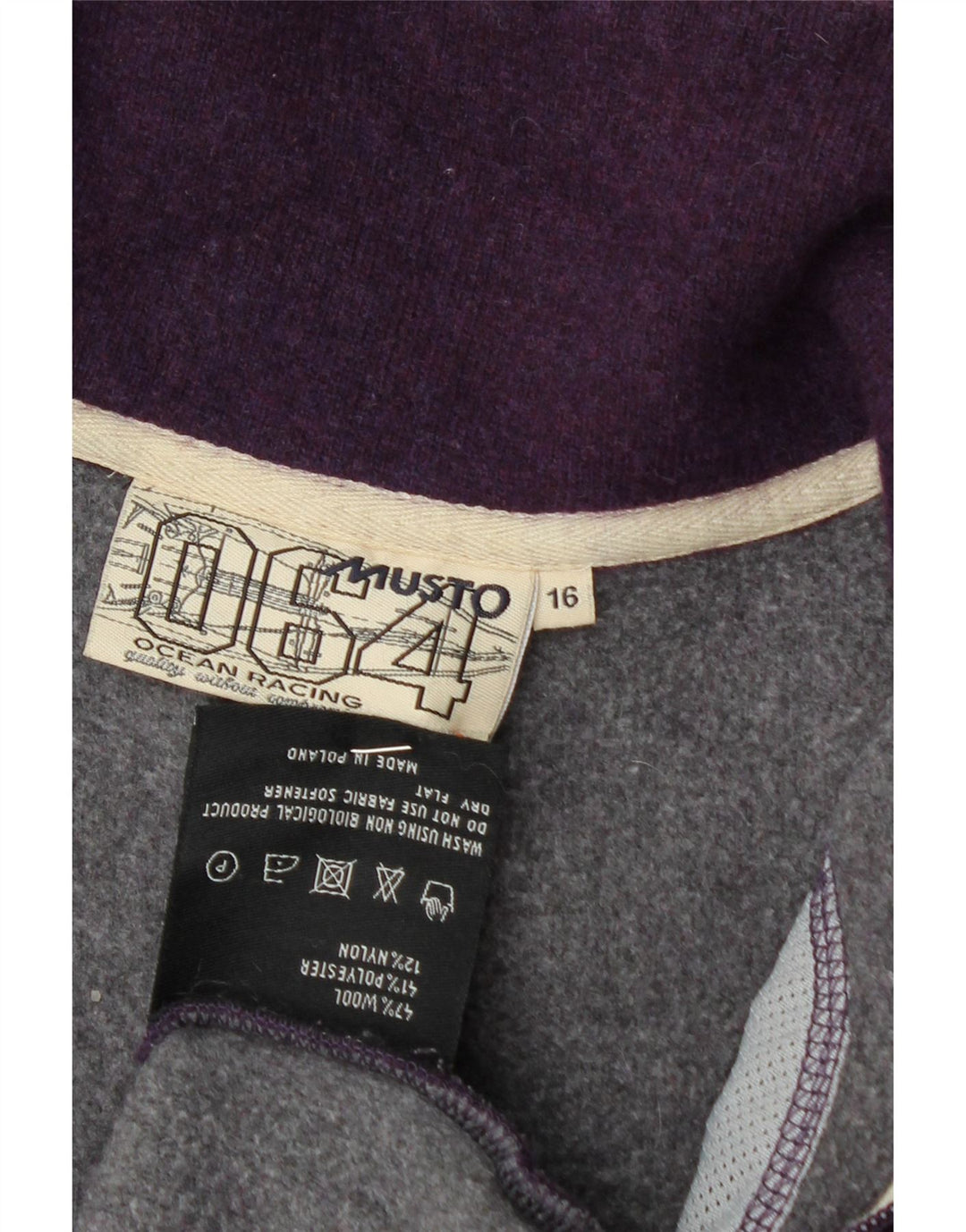 MUSTO Womens Oversized Zip Neck Jumper Sweater UK 10 Small Purple Wool Vintage Musto and Second-Hand Musto from Messina Hembry 