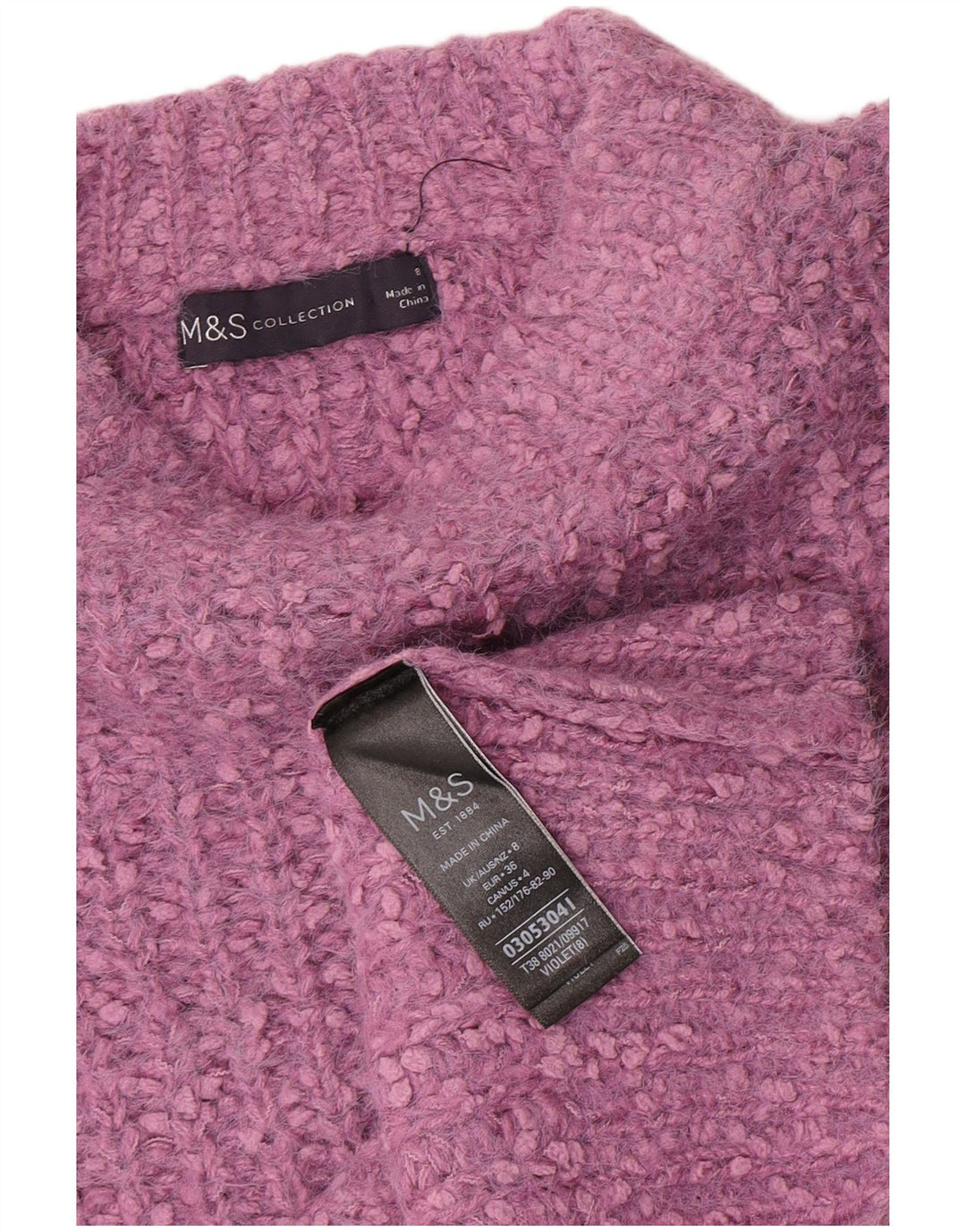 Maglione maglione con scollo a barca da donna Marks & Spencer UK 8 piccolo poliestere viola